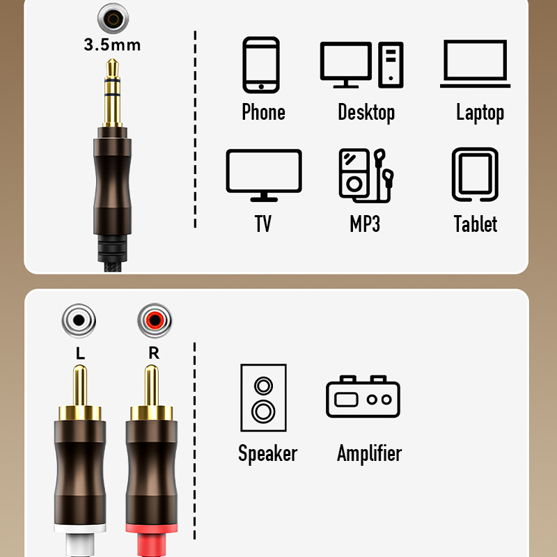 RCA-3.5mmジャックAUXオーディオケーブルHiFiス - Home Cinema Tv のレビューと価格